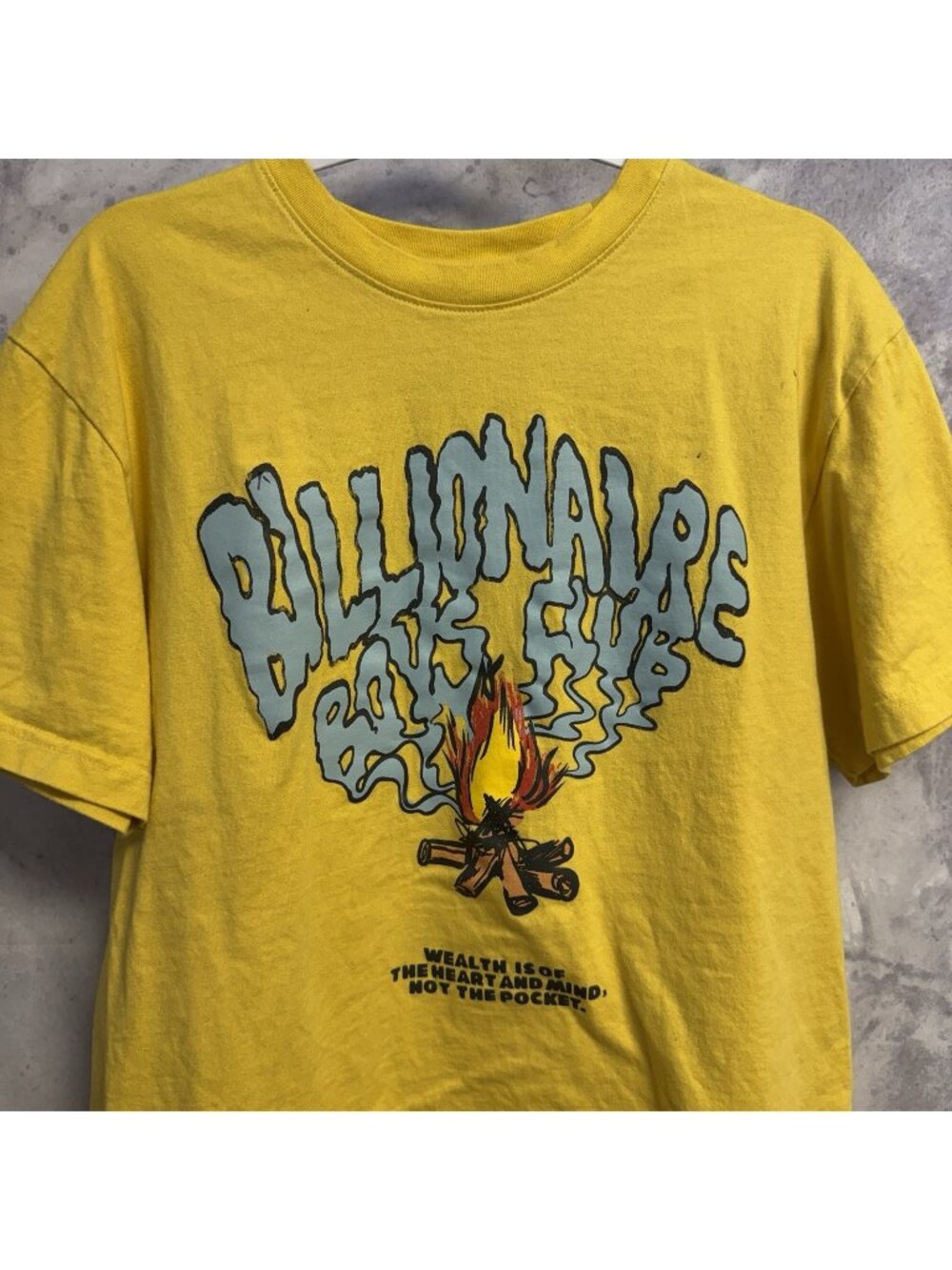Billionaire Boys Club T Shirts Mens XL Yellow Short Sleeve Streetwear Camp Fire